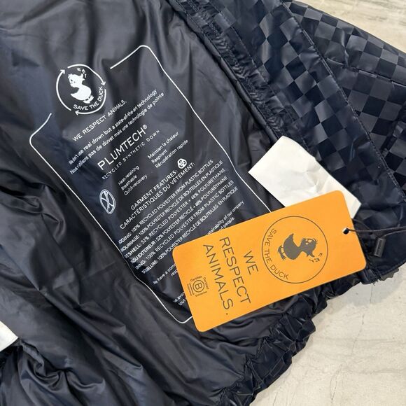 Save The Duck Alas Damy19 Black Checkered Quilted Puffer Women's NWT! Sz 2/M - Picture 12 of 16